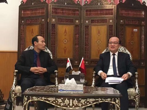中国驻叙利亚大使齐前进会见中国阿拉伯交流协会副会长秦勇一行